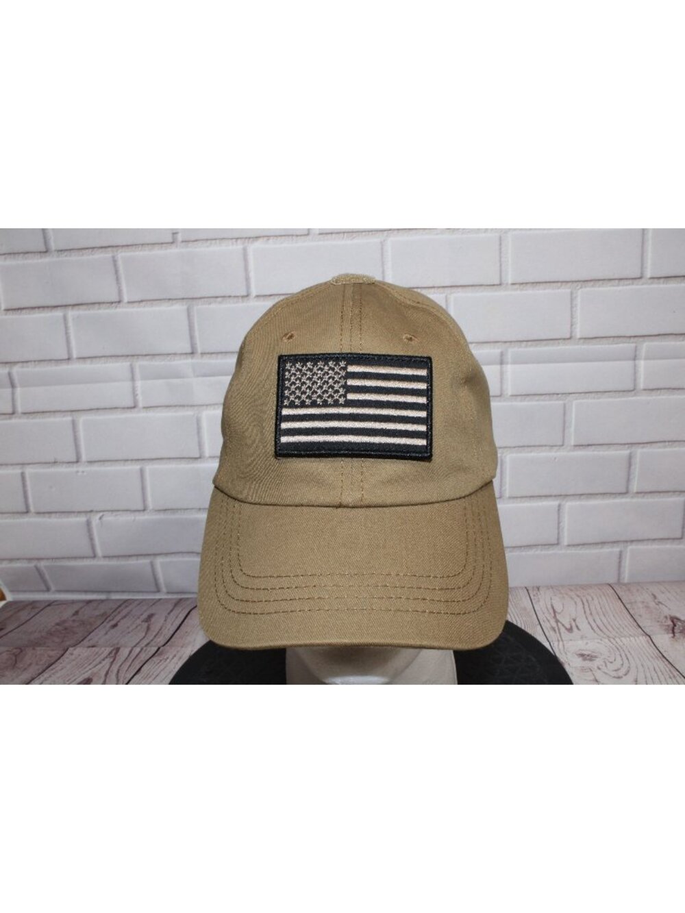 Condor Tactical Hat With USA Flag Patch One Size Fits Most Adjustable Strap Khak